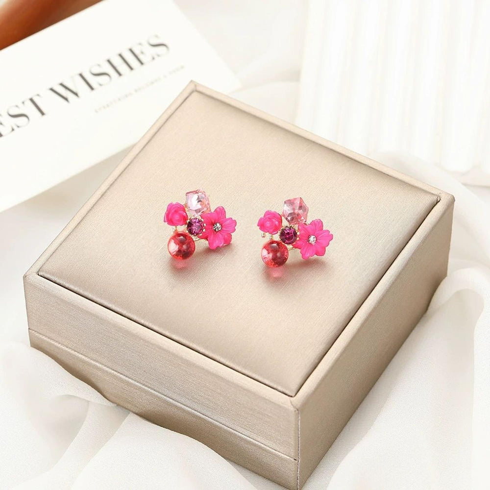 Silver-Tone White Crystal Drop Earrings