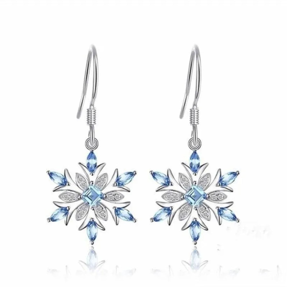Silver-Tone Light Blue Crystal Drop Earrings