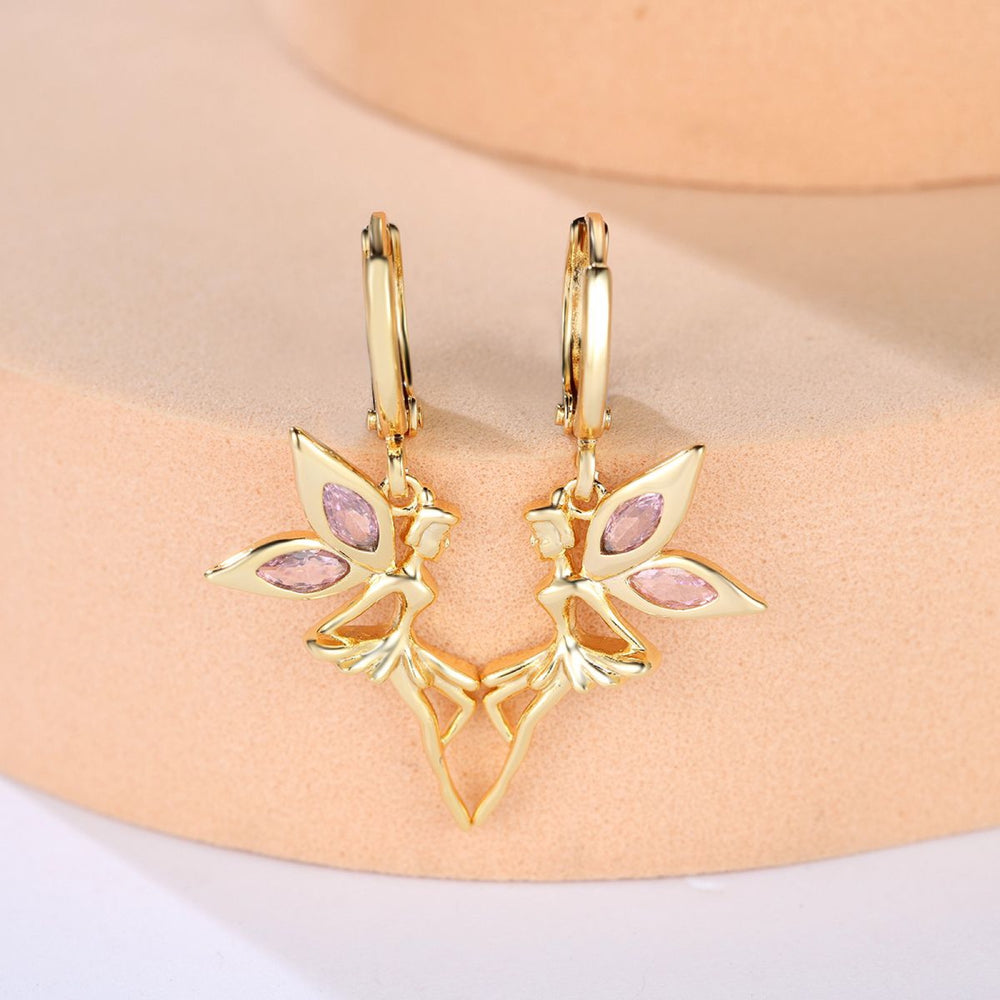 Gold-Tone Pink Marquise Crystal Fairy Drop Earrings