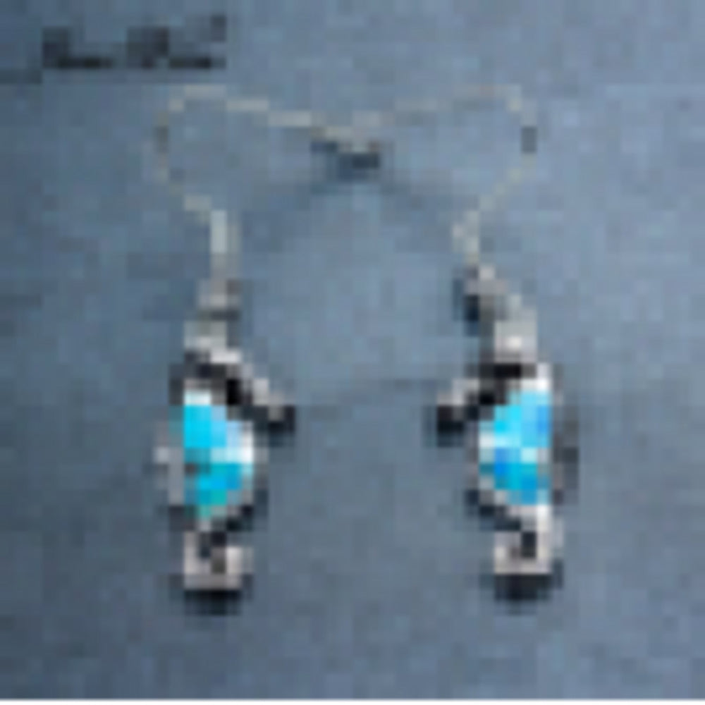 Sterling Silver Blue Simulated Opal Drop Earrings