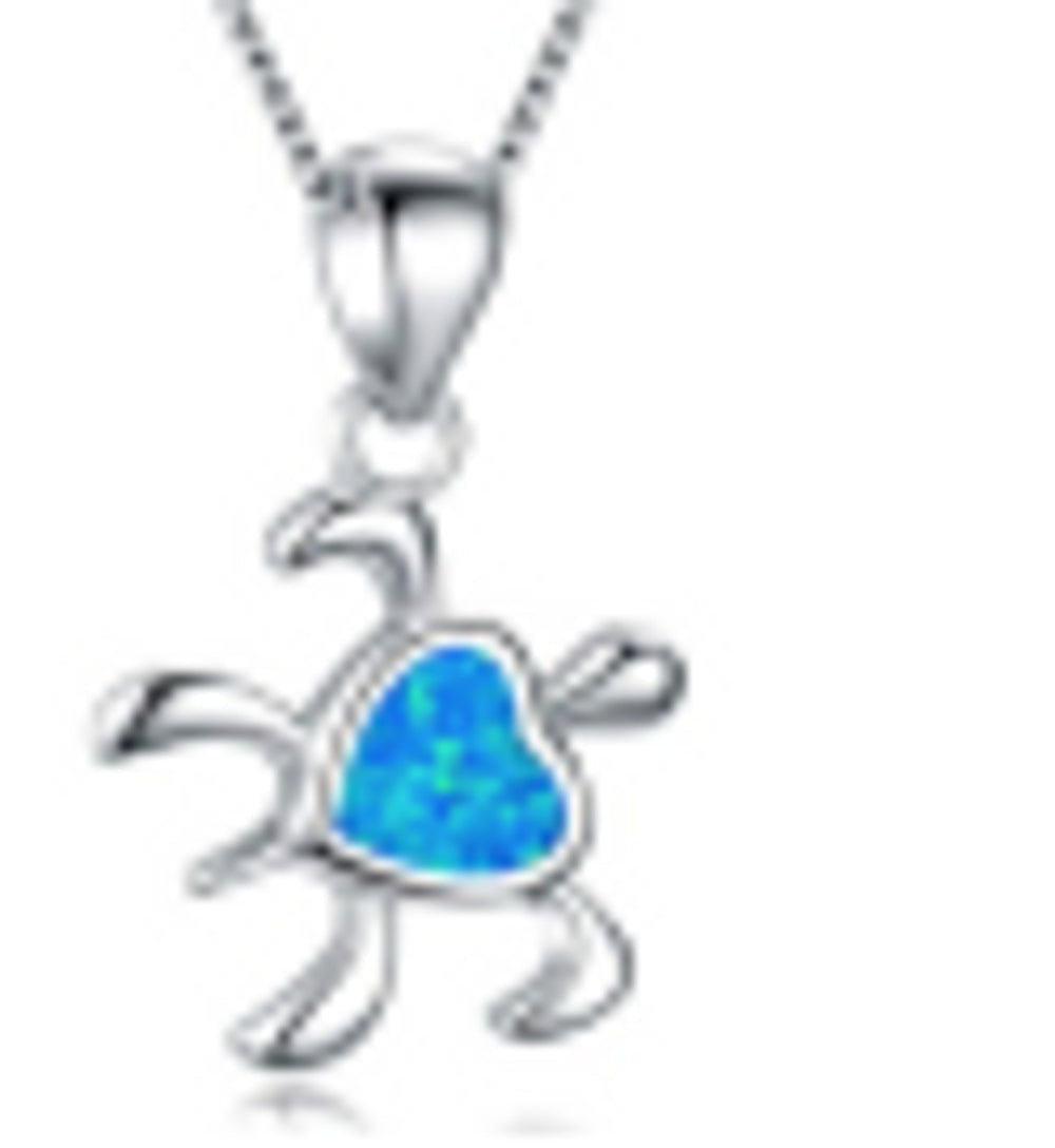 Sterling Silver Blue Crystal Heart Pendant Necklace