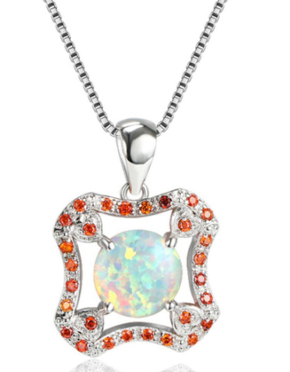 Silver-Tone Haloed White Crystal Freeform Necklace