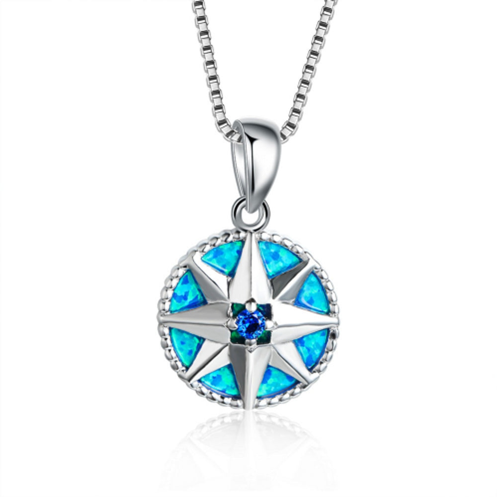 Silver-Tone Blue Crystal Necklace