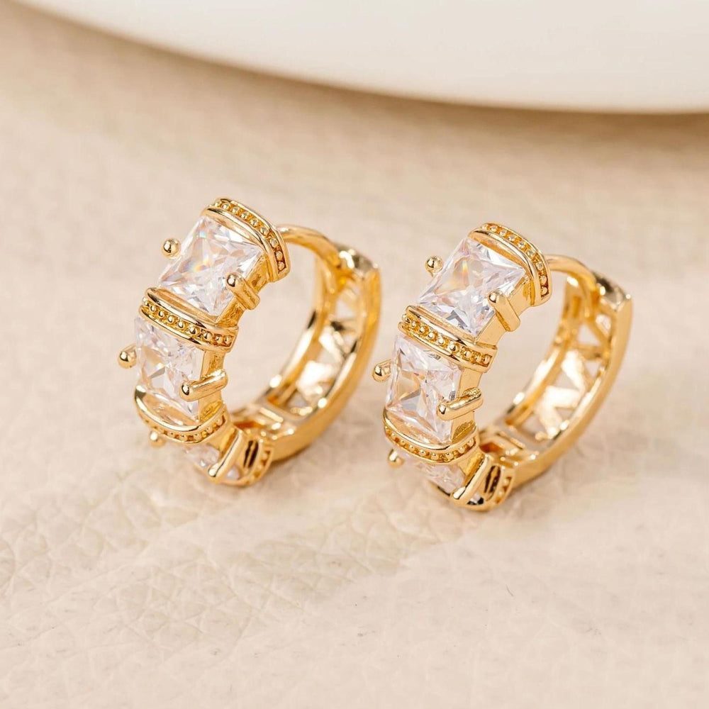 Gold-Tone White Crystal Drop Earrings