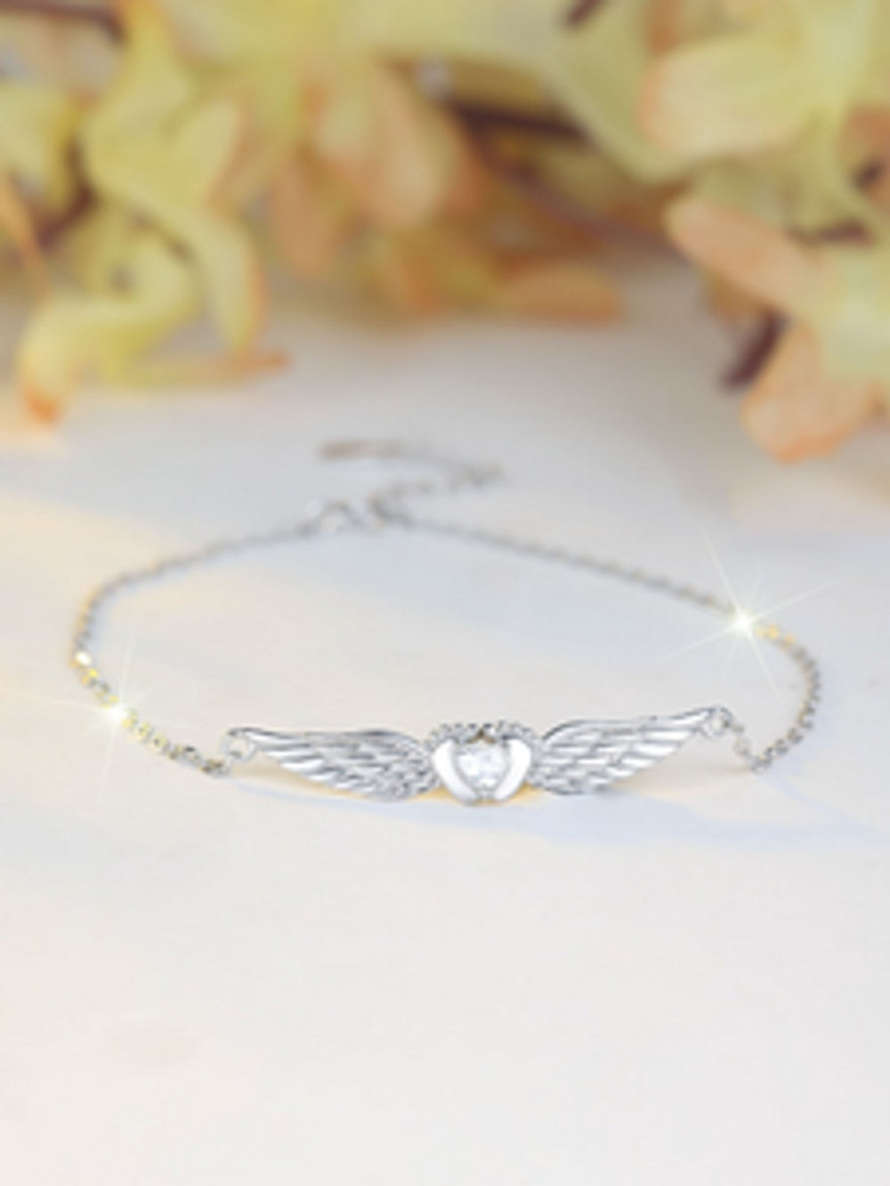 Sterling Silver White Crystal Footprint Necklace
