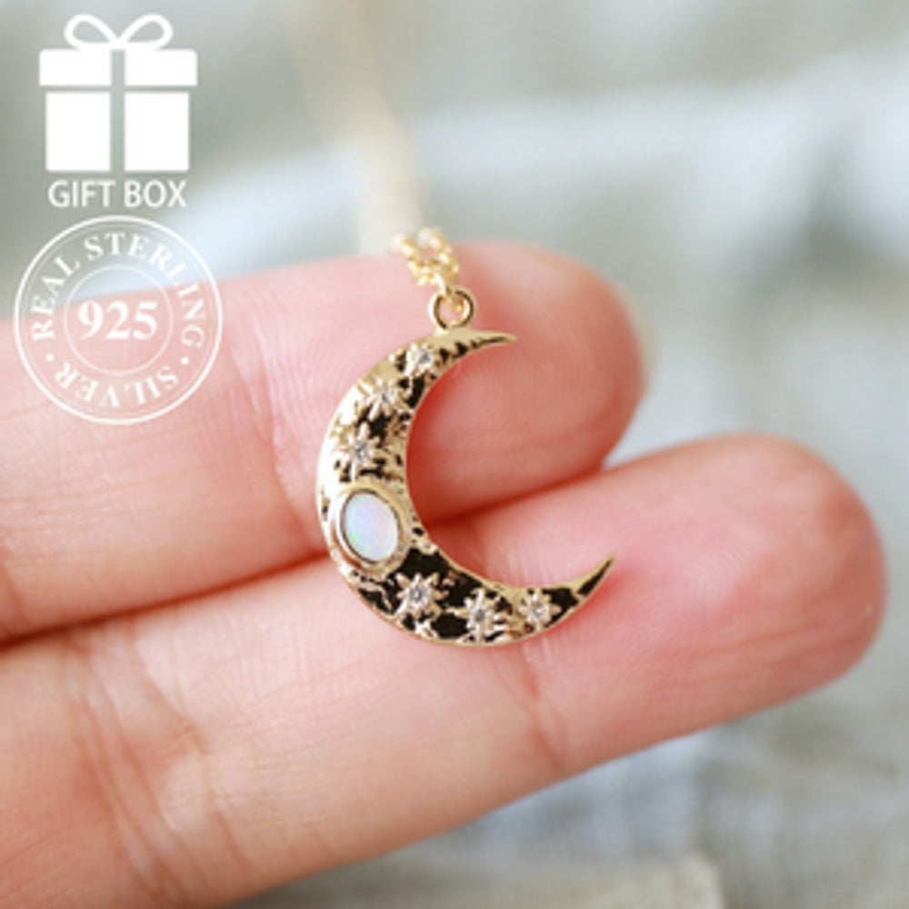 Sterling Silver White Simulated Opal Egg-Shape Necklace