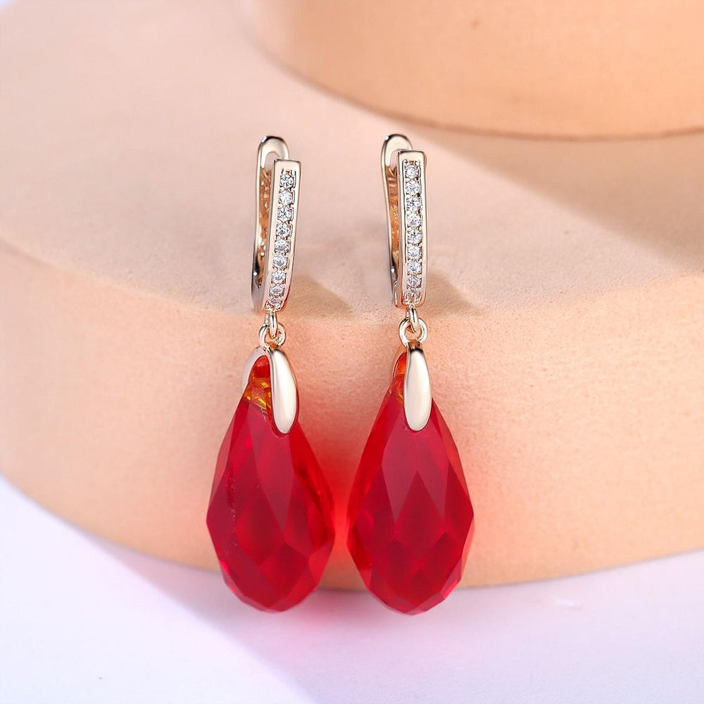 Champagne Gold-Tone Delicate Orange Crystal Drop Earrings