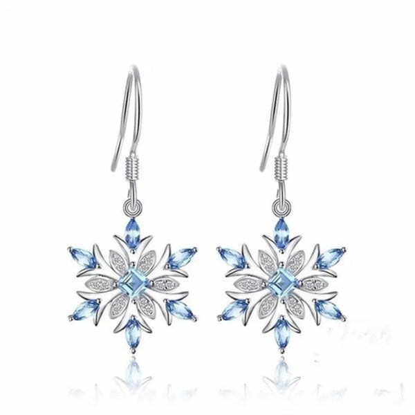 Silver-Tone Light Blue Crystal Drop Earrings