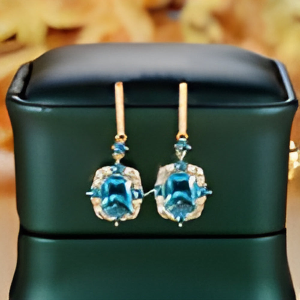 Gold-Tone Iridescent White Crystal Baroque Drop Earrings