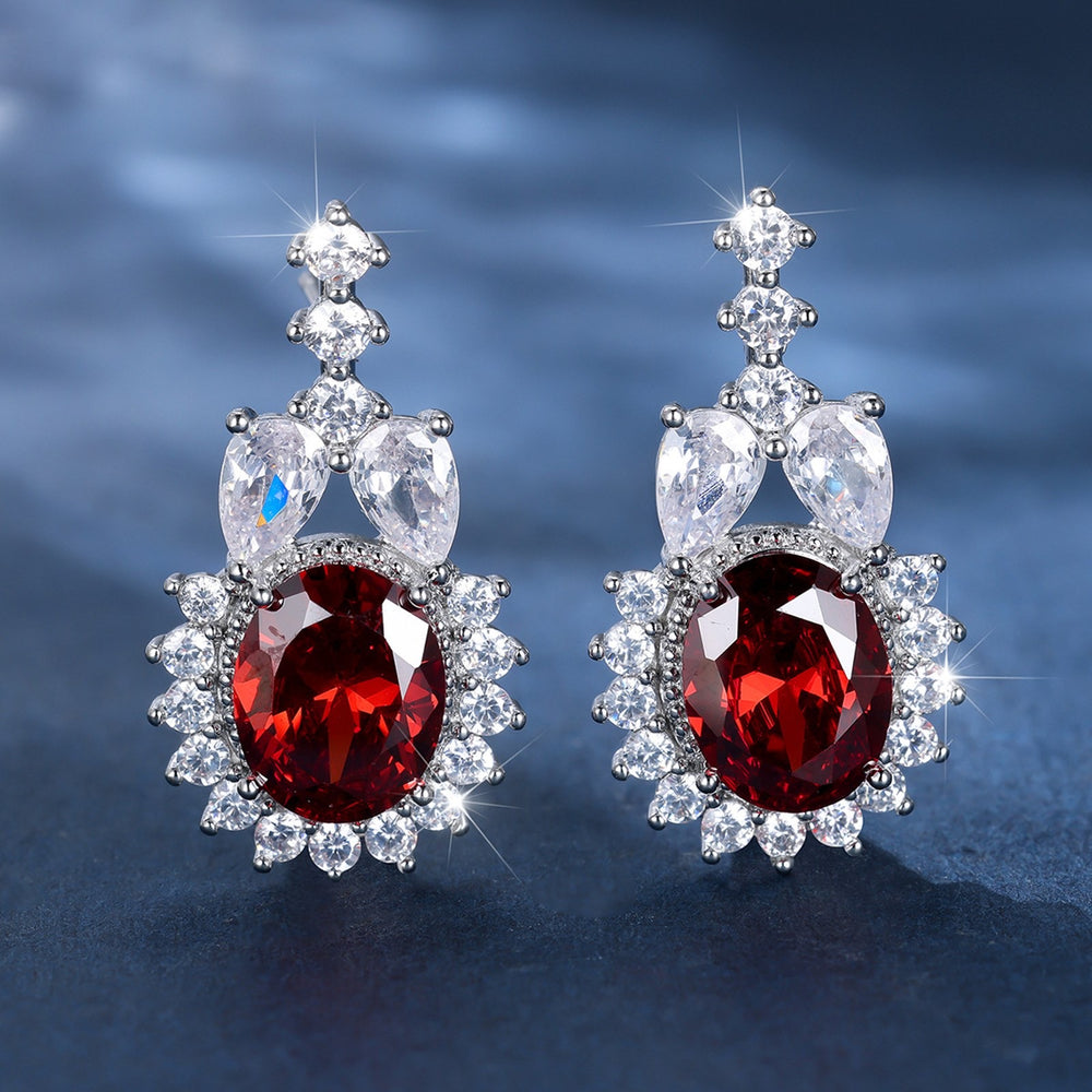 Silver-Tone Garnet Red Crystal Pendant Necklace