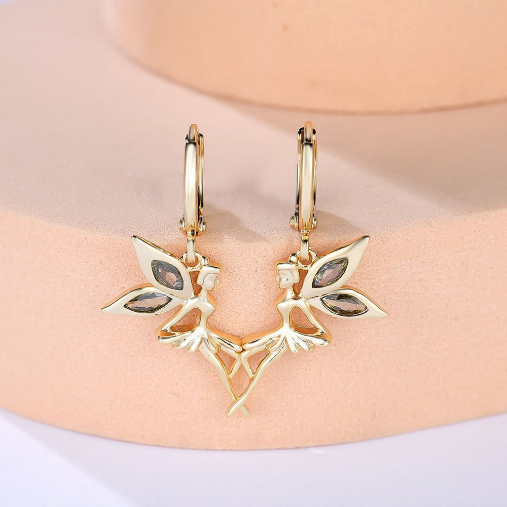 Gold-Tone Olive Green Marquise Crystal Fairy Drop Earrings