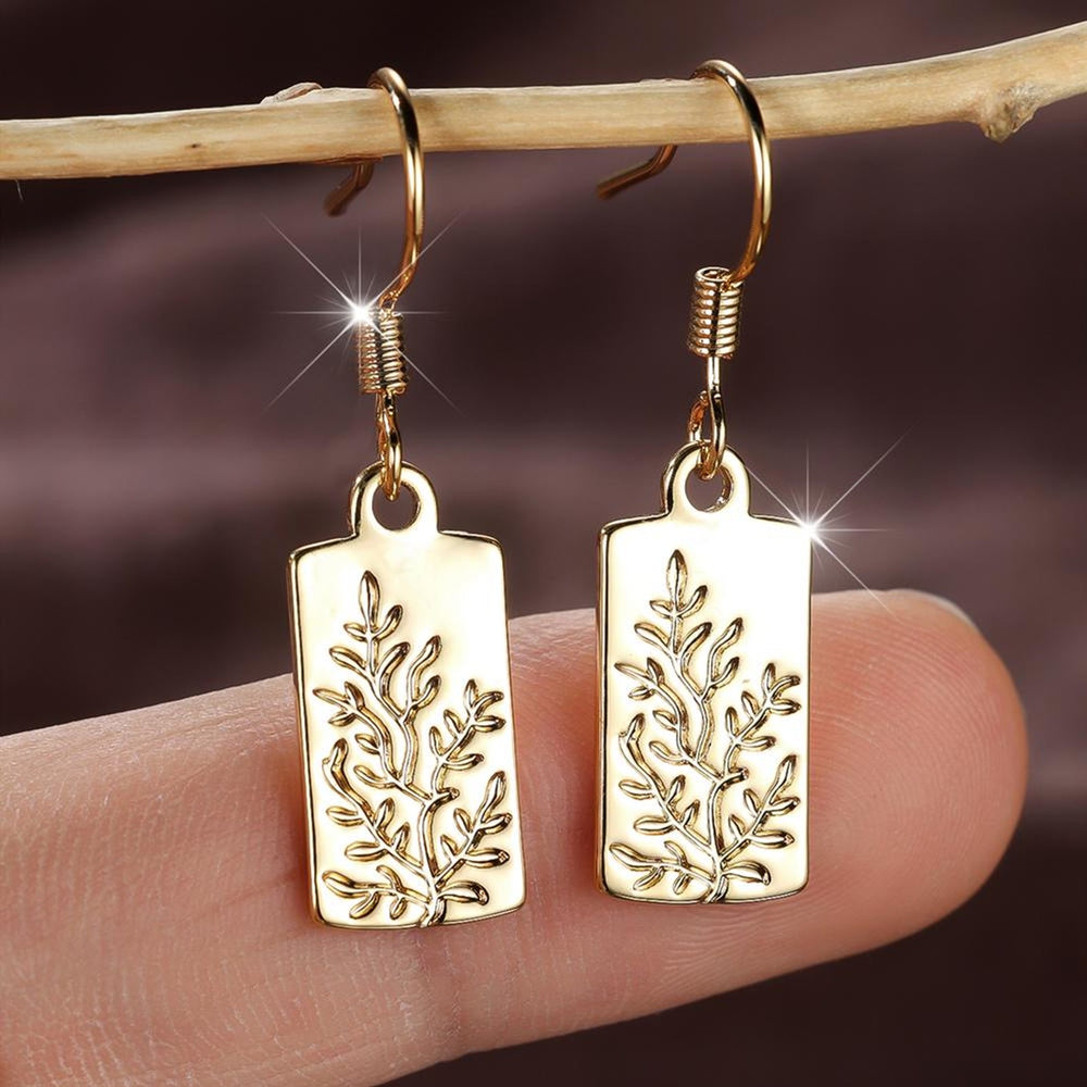 Gold-Tone Polished White Crystal Seaweed Drop Earrings