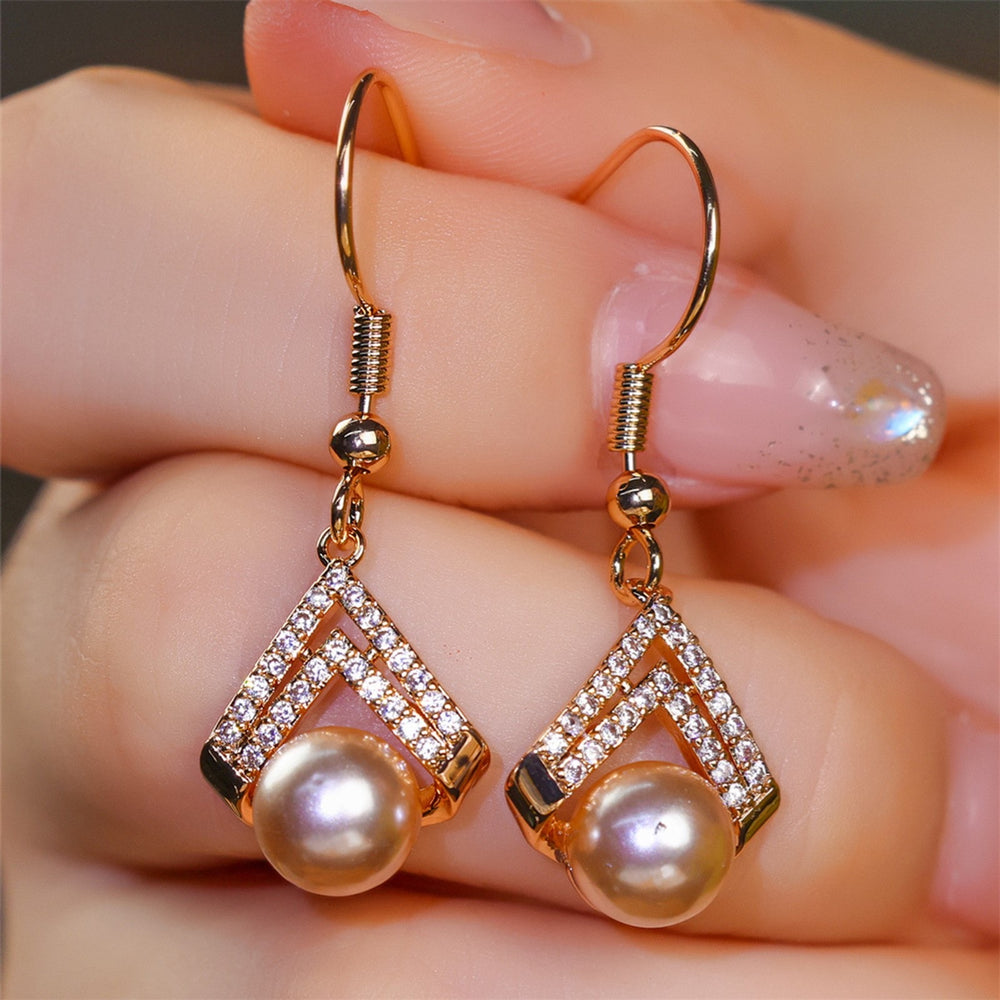 Gold-Tone White Crystal Arrow Drop Earrings