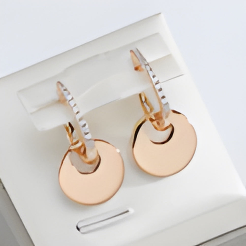 Champagne Gold-Tone Polished Disc and Crystal Drop Earrings