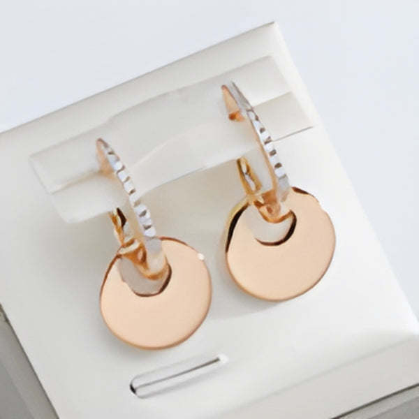 Champagne Gold-Tone Polished Disc and Crystal Drop Earrings