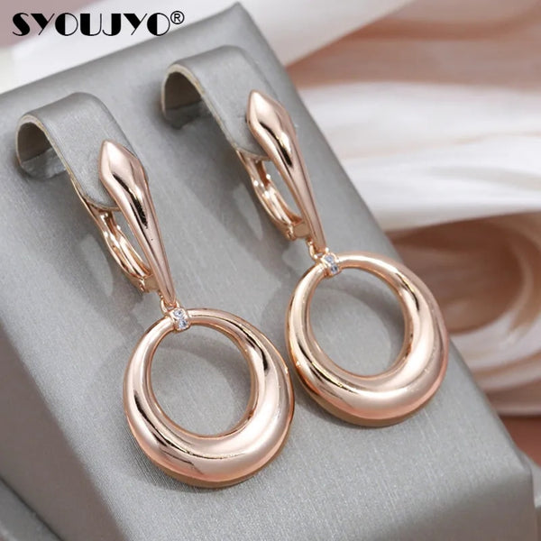 Champagne Gold-Tone Openwork Circle Drop Earrings With Crystal Accent