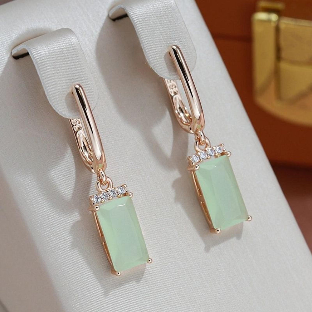 Champagne Gold-Tone White Baguette Crystal Drop Earrings