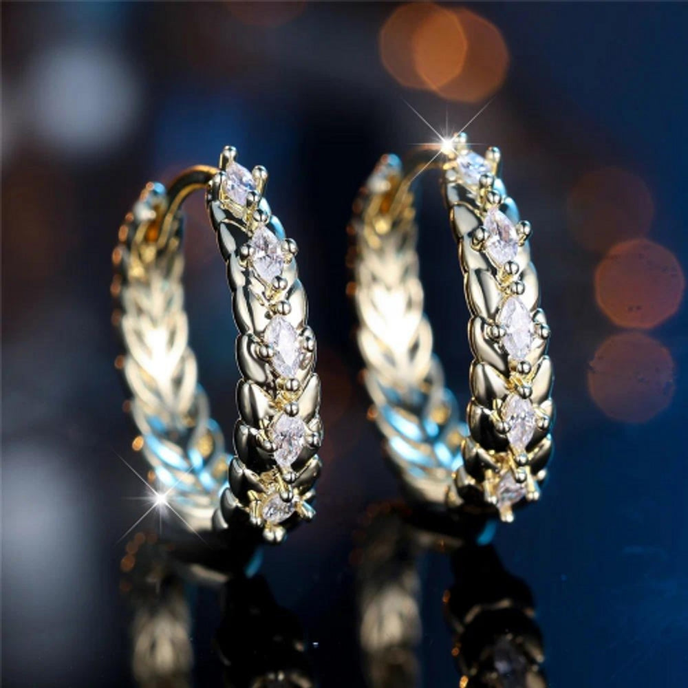 Gold-Tone White Marquise Crystal Wheat Drop Earrings