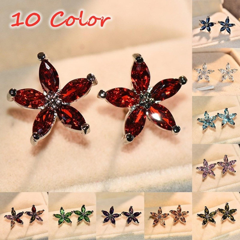 Silver-Tone Iridescent Crystal Five-Point Star Stud Earrings