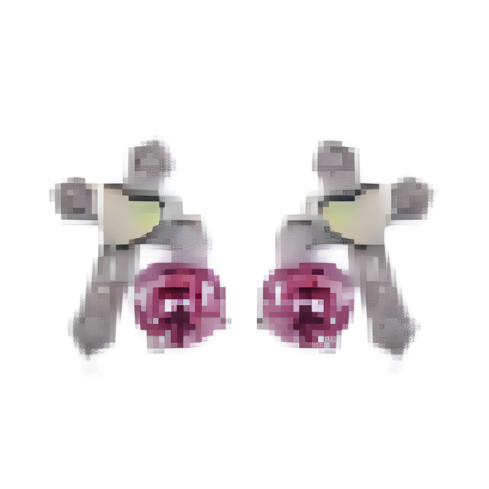 Silver-Tone Crystal Cross Stud Earrings With White Simulated Opal Heart