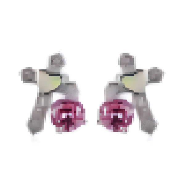 Silver-Tone Crystal Cross Stud Earrings With White Simulated Opal Heart