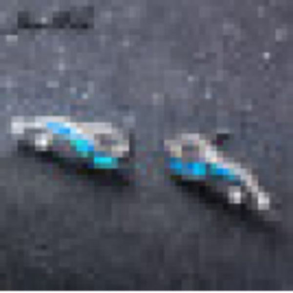 Silver-Tone Two-Stone Blue Simulated Opal Stud Earrings