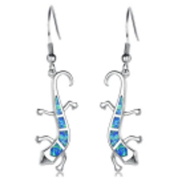 Sterling Silver Blue Simulated Opal Drop Earrings