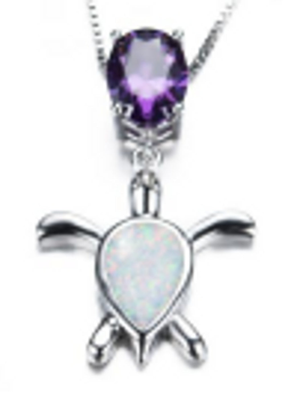 Sterling Silver Purple Crystal Turtle Pendant Necklace