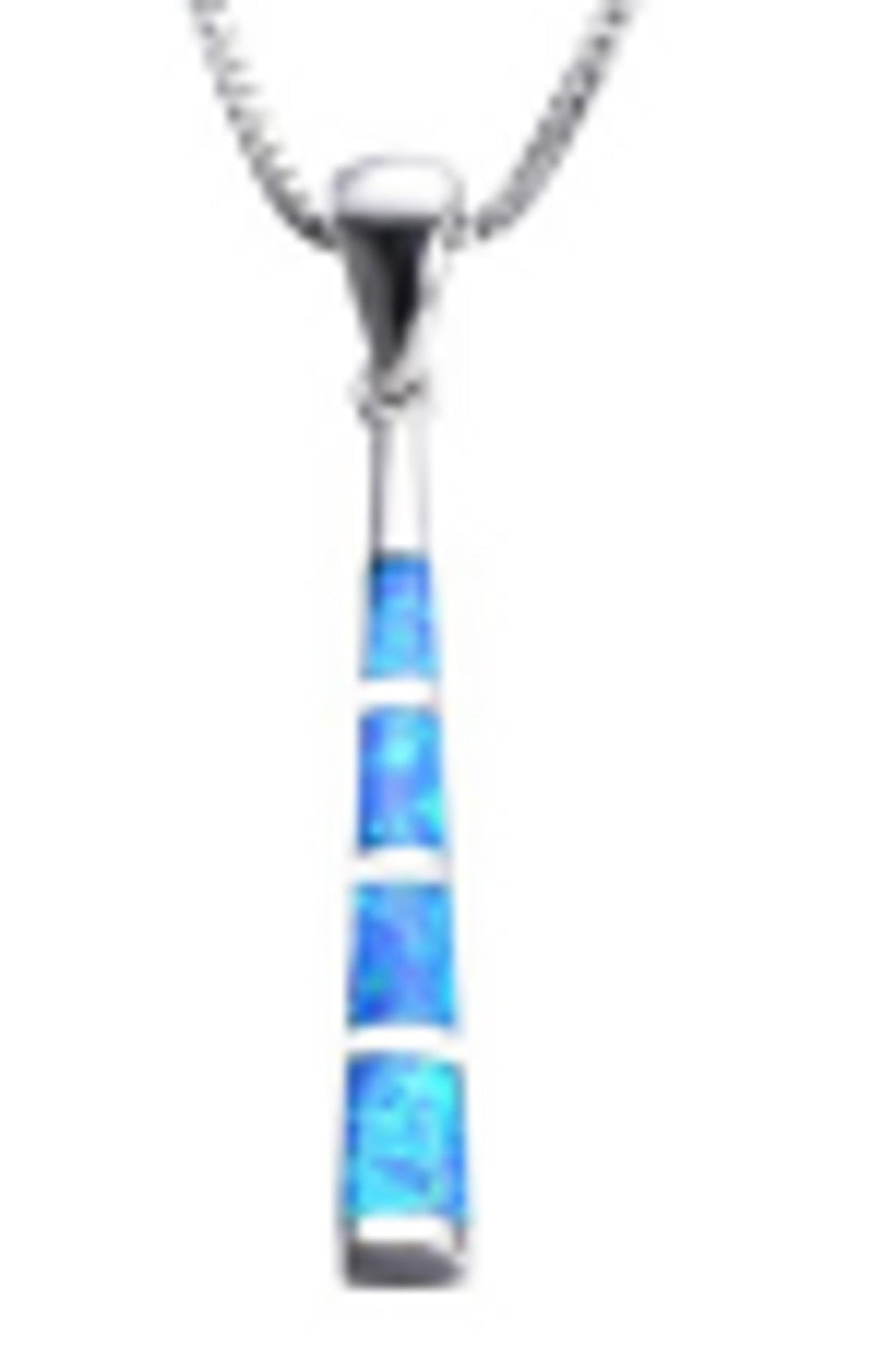 Sterling Silver Blue Simulated Opal Pendant Necklace