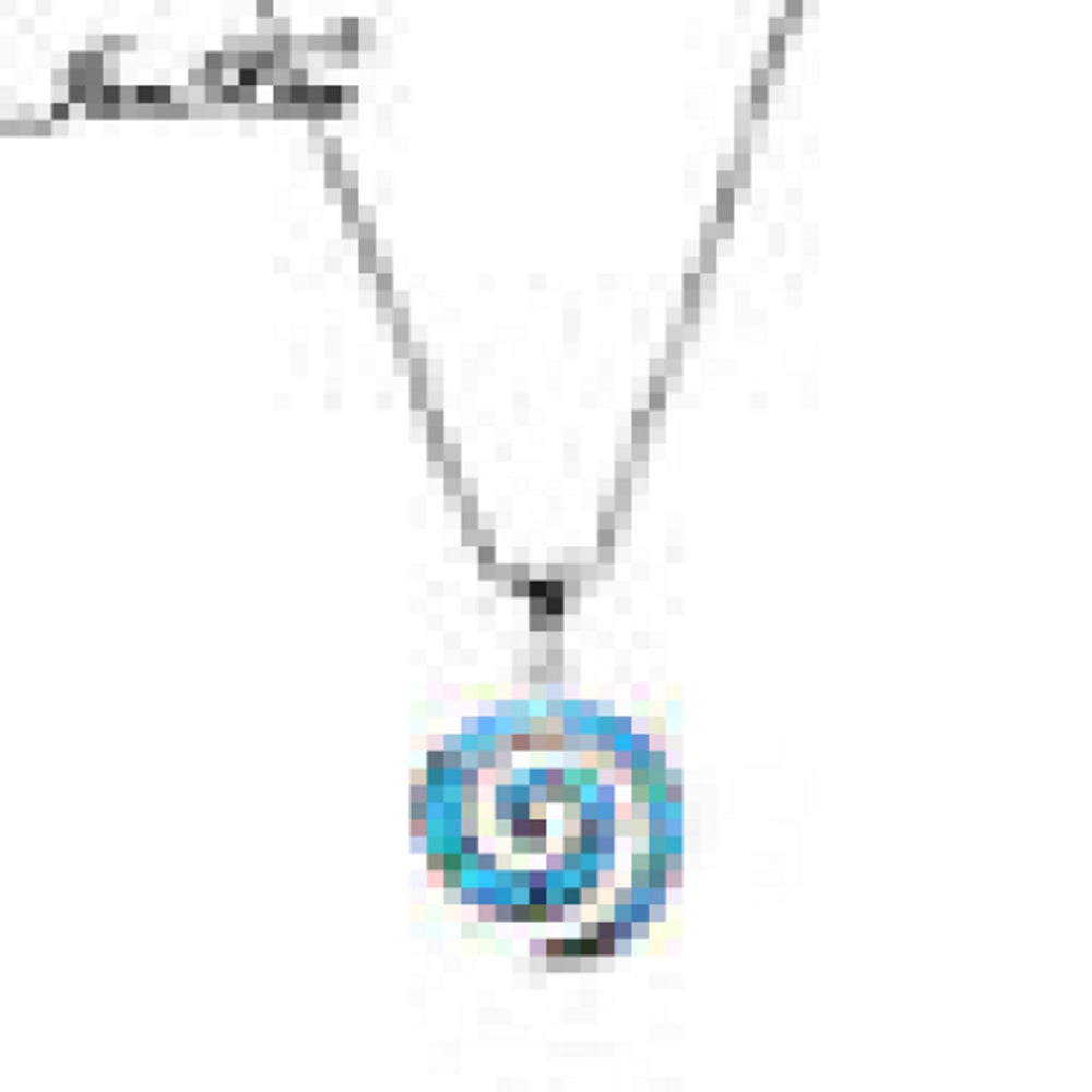 Sterling Silver Blue Simulated Opal Spiral Pendant Necklace
