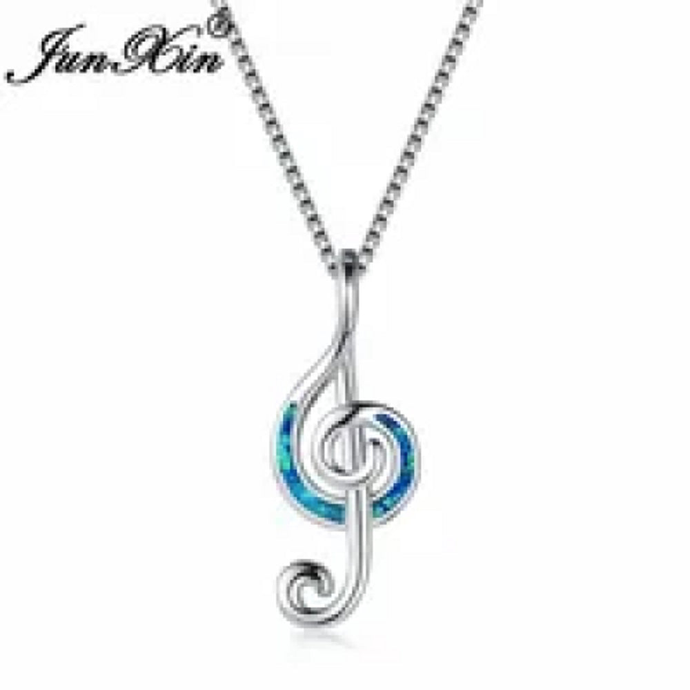 Sterling Silver Blue Simulated Opal Necklace