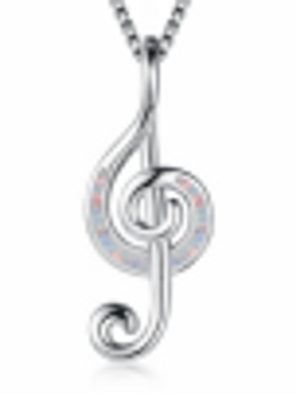 Sterling Silver White Simulated Opal Necklace