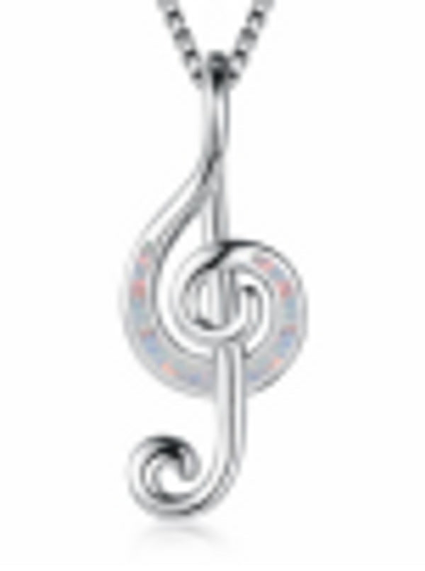 Sterling Silver White Simulated Opal Necklace