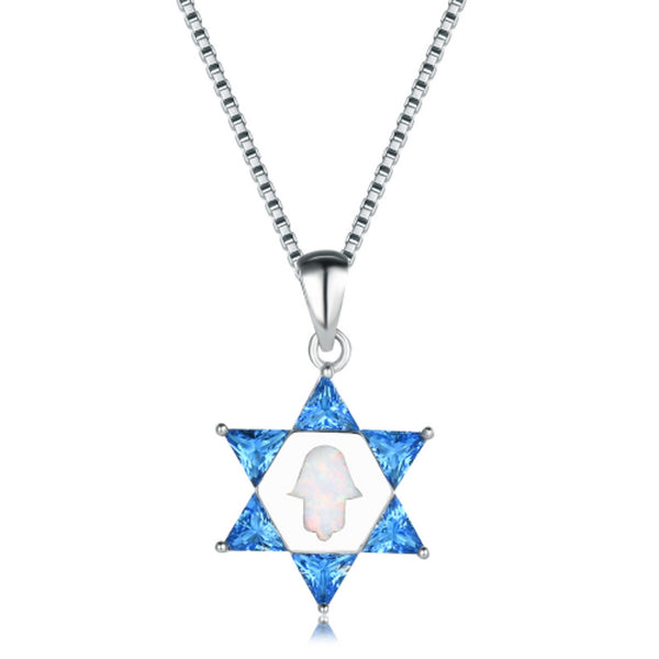 Sterling Silver White Polygon Simulated Opal Necklace