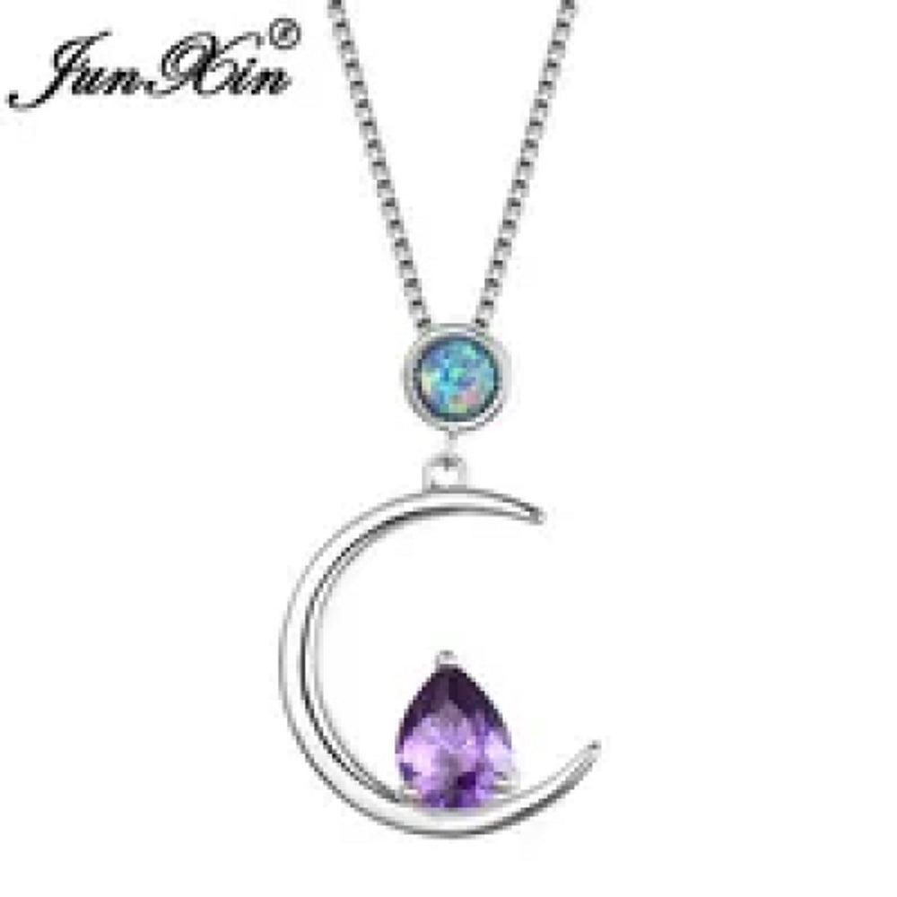 Sterling Silver Blue Round Simulated Opal Necklace