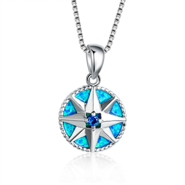 Silver-Tone Blue Crystal Necklace