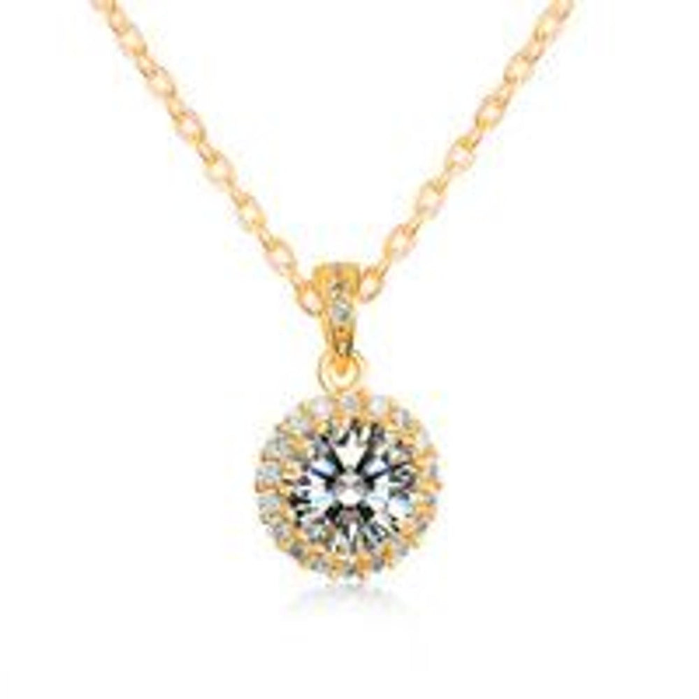 Gold-Tone White Round Crystal Necklace