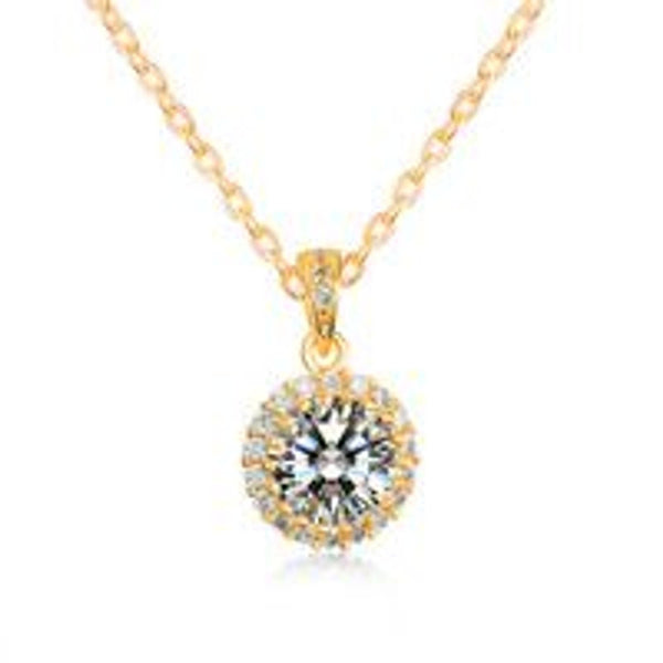 Gold-Tone White Round Crystal Necklace