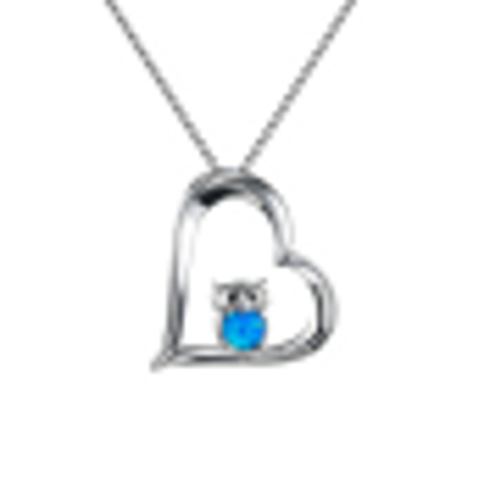 Silver-Tone Blue Simulated Opal Necklace