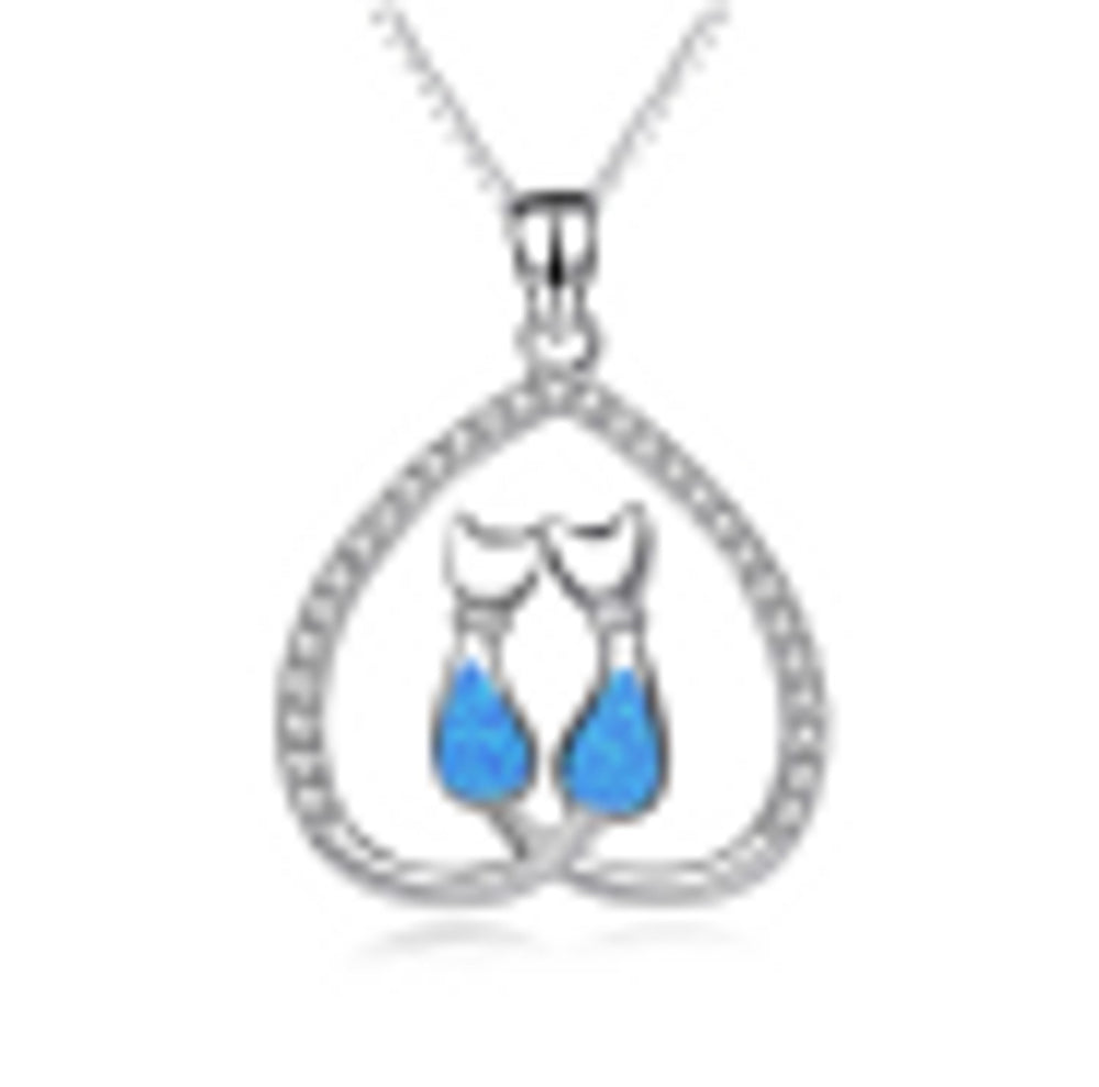 Silver-Tone White Crystal Heart Necklace
