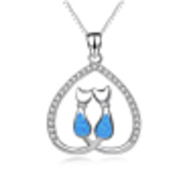 Silver-Tone White Crystal Heart Necklace