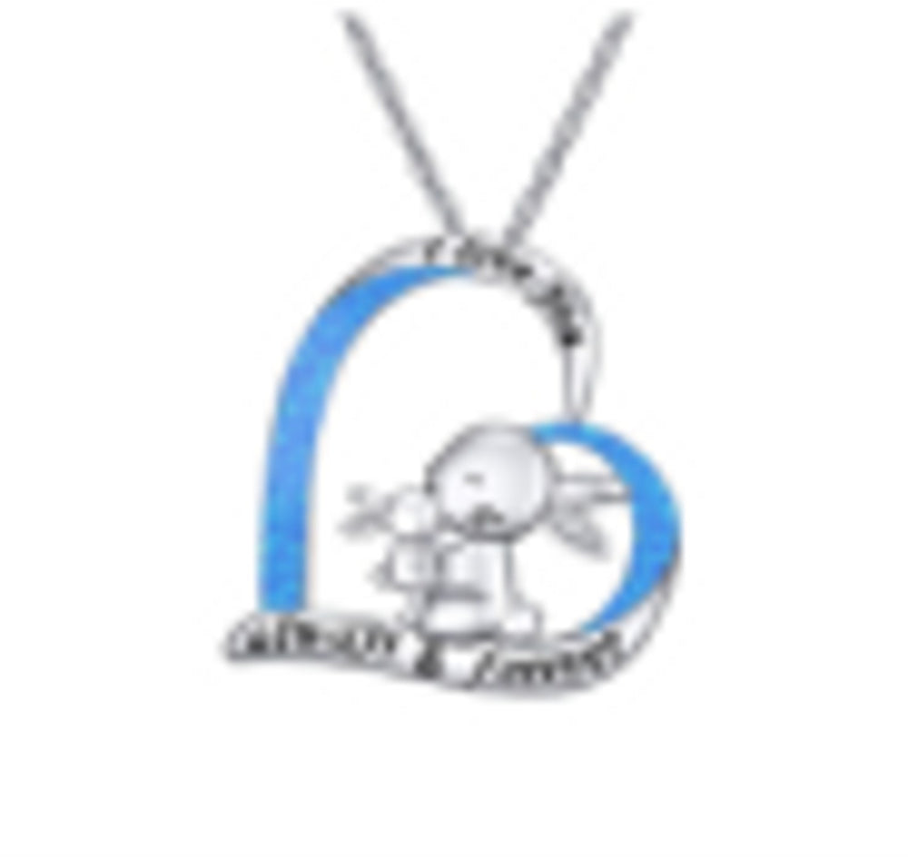 Silver-Tone Blue Simulated Opal Necklace
