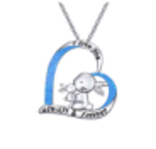 Silver-Tone Blue Simulated Opal Necklace