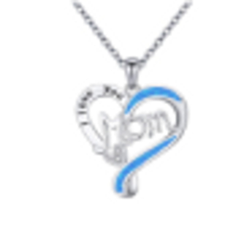 Silver-Tone White Crystal Heart Necklace