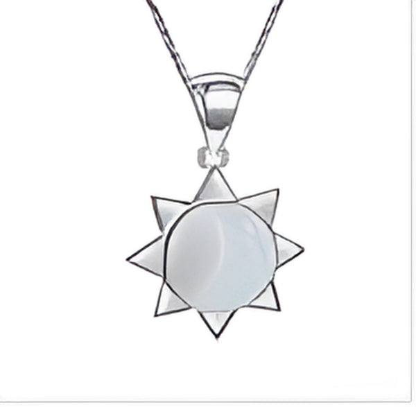 Silver-Tone White Simulated Opal Sun & Moon Pendant Necklace