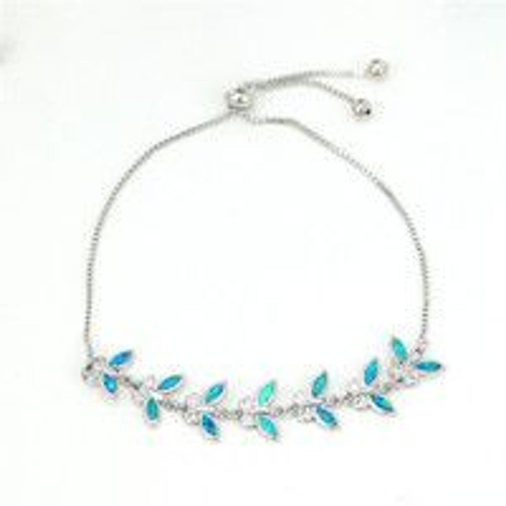 Silver-Tone Blue Simulated Opal Butterfly Bracelet