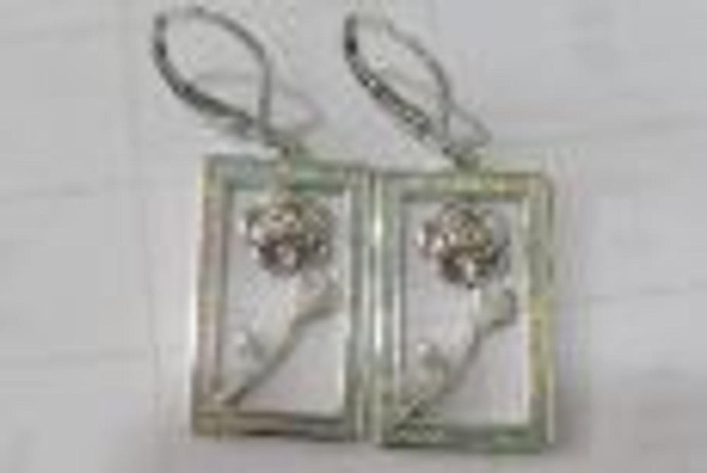 Silver-Tone White Simulated Opal Rose Drop Earrings