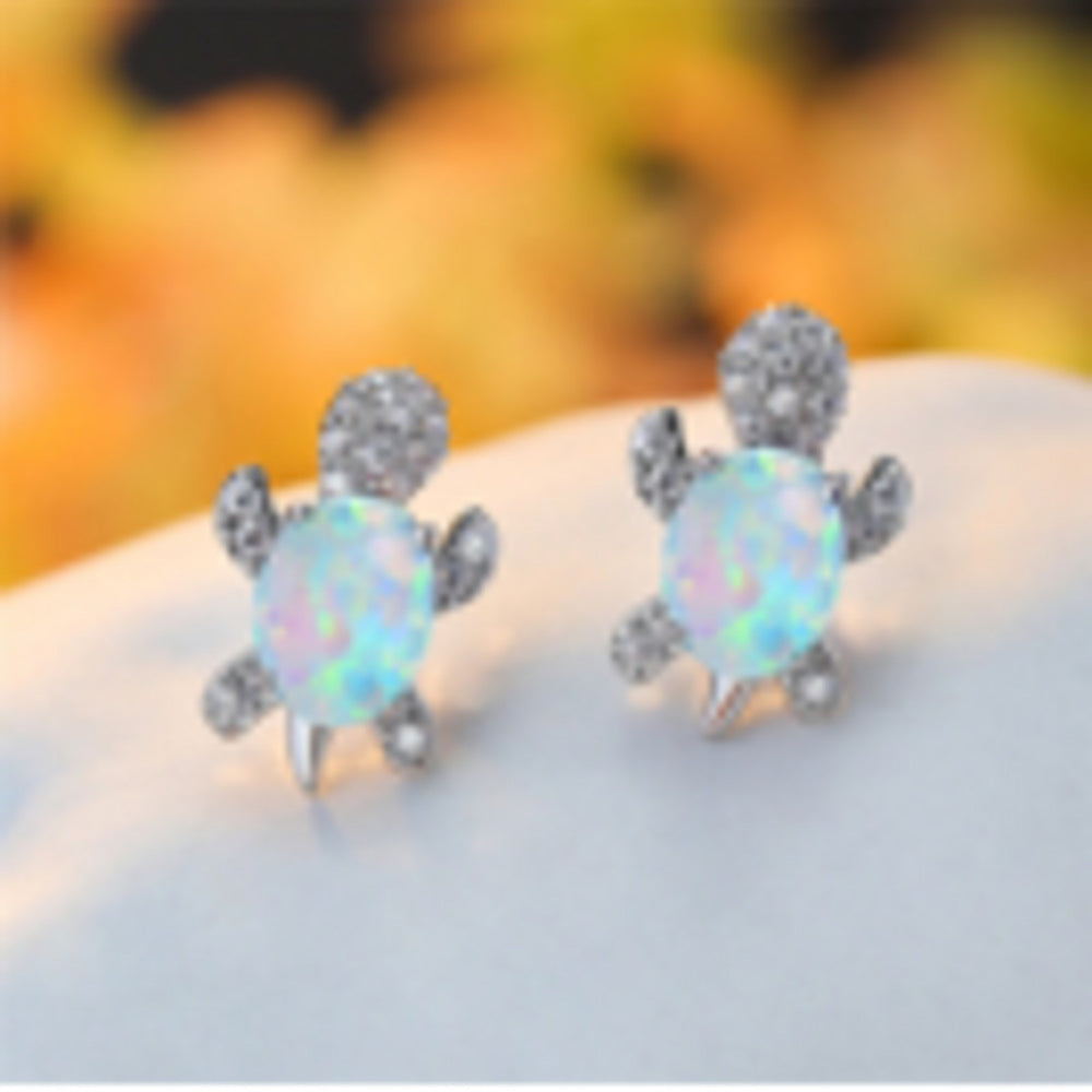 Silver-Tone White Crystal Drop Earrings