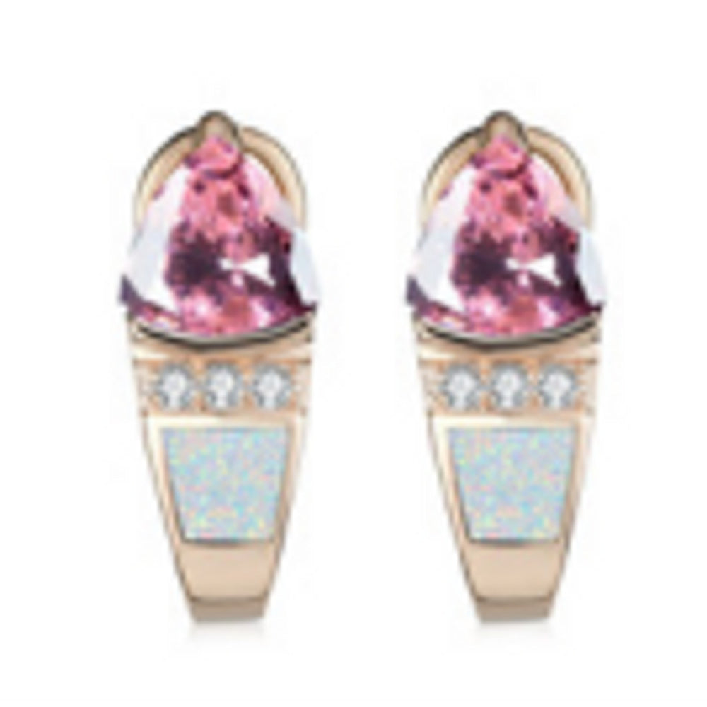 Rose Gold-Tone White Simulated Opal Triangle Ear Cuff