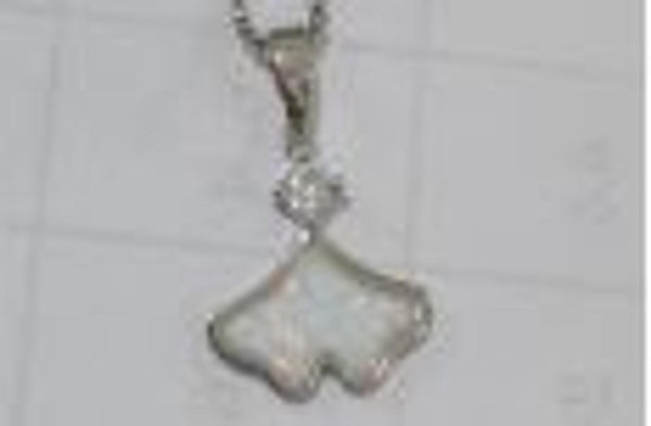 Silver-Tone White Simulated Opal Pendant Necklace